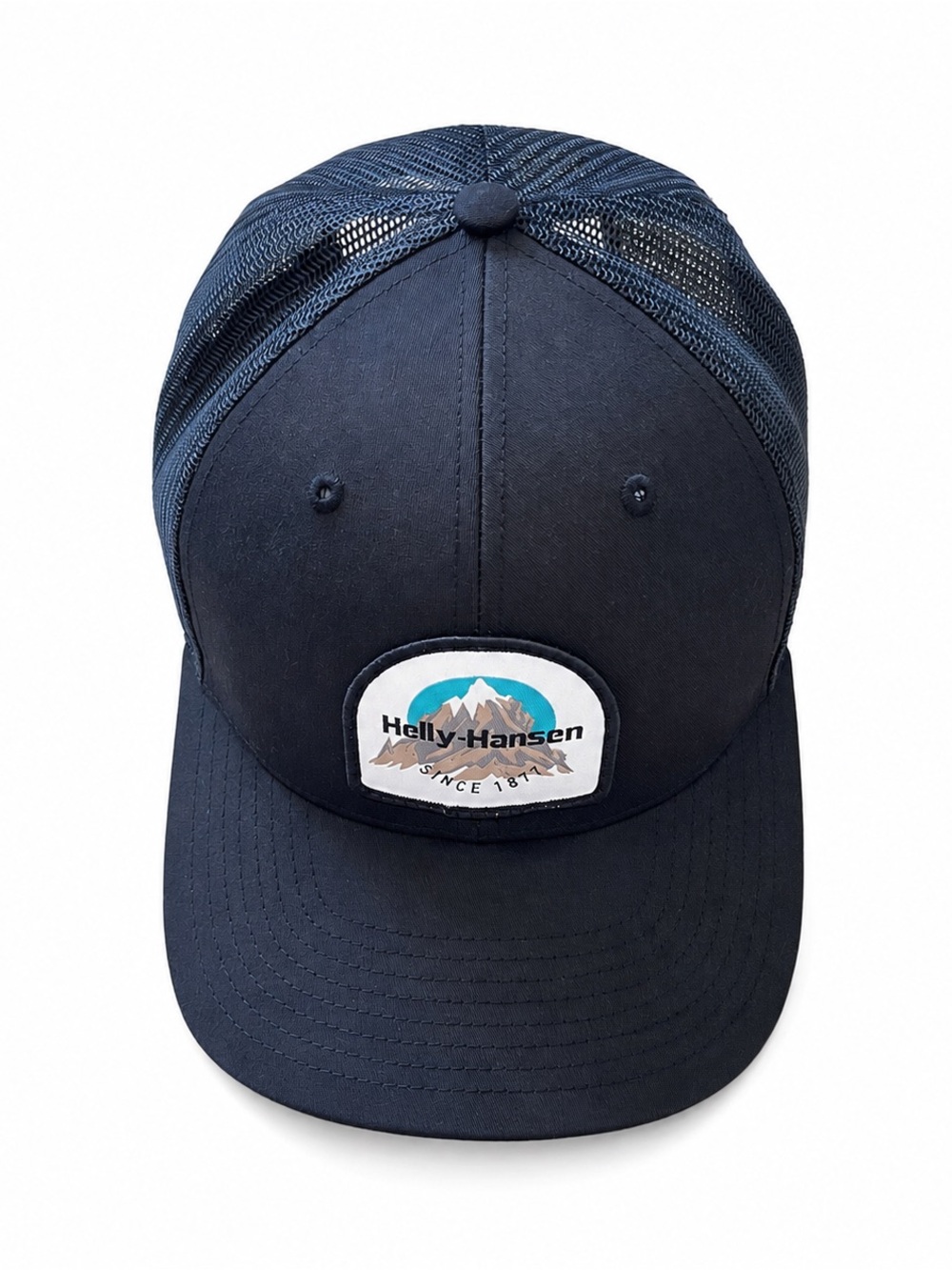 Helly Hansen Richardson 112 Trucker Hat Black Mesh Adjustable Mountain Patch New
